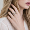 Rhodium Gold Filled Multi Stone Ring, Baguette and Teardrop Design, with White Cubic Zirconia, Polished, Rhodium Finish, 01.266.0063.1 (One size fits all)
