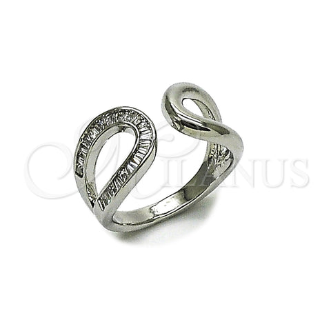 Rhodium Gold Filled Multi Stone Ring, Baguette and Teardrop Design, with White Cubic Zirconia, Polished, Rhodium Finish, 01.266.0063.1 (One size fits all)