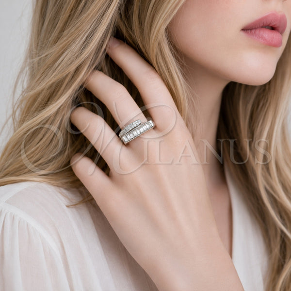 White Gold Filled Ring — Multi Stone Ring Baguette Design with White Cubic — alternate product view — SKU 165535 | Oro Laminado Blanco anillo — Multi Stone Ring Baguette diseño with blanco Cubic — SKU 165535