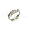 Rhodium Gold Filled Multi Stone Ring, Baguette Design, with White Cubic Zirconia and White Micro Pave, Polished, Rhodium Finish, 01.283.0041.1 (One size fits all)