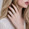 Oro Laminado Multi Stone Ring, Gold Filled Style Cluster and Baguette Design, with White Cubic Zirconia, Polished, Golden Finish, 01.266.0106 (One size fits all)