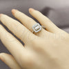 Rhodium Gold Filled Multi Stone Ring, Cluster and Baguette Design, with White Cubic Zirconia, Polished, Rhodium Finish, 01.266.0106.1 (One size fits all)