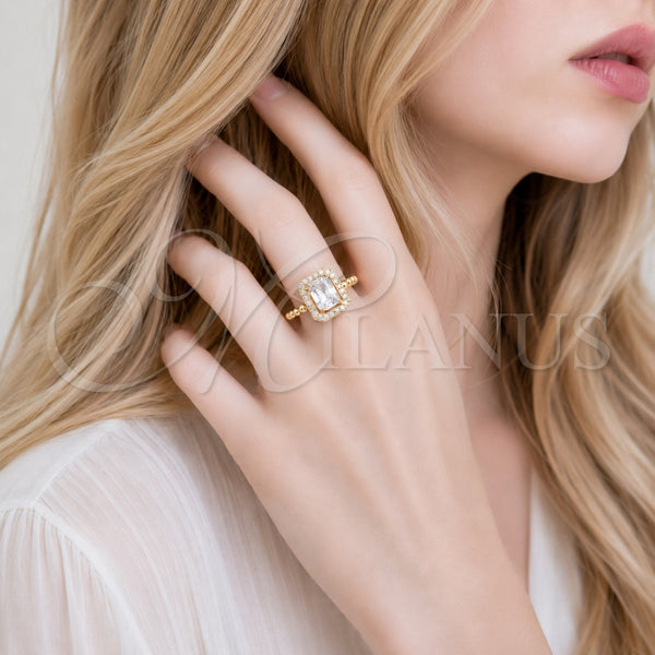 Gold Filled Ring — Multi Stone Ring Cluster Design with White Cubic — alternate product view — SKU 165545 | Oro Laminado anillo — Multi Stone Ring Cluster diseño with blanco Cubic — SKU 165545