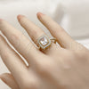 Oro Laminado Multi Stone Ring, Gold Filled Style Cluster Design, with White Cubic Zirconia, Polished, Golden Finish, 01.266.0107 (One size fits all)