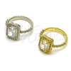 Oro Laminado Multi Stone Ring, Gold Filled Style Cluster Design, with White Cubic Zirconia, Polished, Golden Finish, 01.266.0107 (One size fits all)
