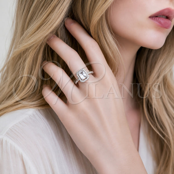 White Gold Filled Ring — Multi Stone Ring Cluster Design with White Cubic — alternate product view — SKU 165546 | Oro Laminado Blanco anillo — Multi Stone Ring Cluster diseño with blanco Cubic — SKU 165546
