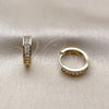 Oro Laminado Huggie Hoop, Gold Filled Style Baguette Design, with White Cubic Zirconia, Polished, Golden Finish, 02.266.0086.15