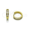 Oro Laminado Huggie Hoop, Gold Filled Style Baguette Design, with White Cubic Zirconia, Polished, Golden Finish, 02.266.0086.15