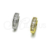 Oro Laminado Huggie Hoop, Gold Filled Style Baguette Design, with White Cubic Zirconia, Polished, Golden Finish, 02.266.0086.15