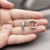 Rhodium Gold Filled Huggie Hoop, Baguette Design, with White Cubic Zirconia, Polished, Rhodium Finish, 02.266.0086.1.15