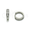 Rhodium Gold Filled Huggie Hoop, Baguette Design, with White Cubic Zirconia, Polished, Rhodium Finish, 02.266.0086.1.15
