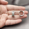 Rhodium Gold Filled Huggie Hoop, Twist Design, with White Cubic Zirconia, Polished, Rhodium Finish, 02.266.0079.1.18