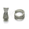 Rhodium Gold Filled Huggie Hoop, Twist Design, with White Cubic Zirconia, Polished, Rhodium Finish, 02.266.0079.1.18