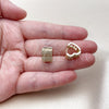 Oro Laminado Huggie Hoop, Gold Filled Style Heart Design, with White Micro Pave, Polished, Golden Finish, 02.266.0088.14