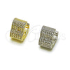 Oro Laminado Huggie Hoop, Gold Filled Style Heart Design, with White Micro Pave, Polished, Golden Finish, 02.266.0088.14