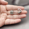Rhodium Gold Filled Huggie Hoop, Heart Design, with White Micro Pave, Polished, Rhodium Finish, 02.266.0088.1.14