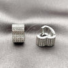 Rhodium Gold Filled Huggie Hoop, Heart Design, with White Micro Pave, Polished, Rhodium Finish, 02.266.0088.1.14