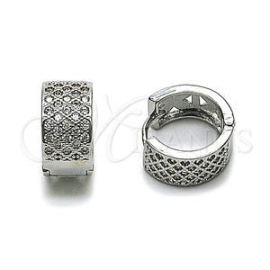 White Gold Filled Hoop Earrings — Huggie Hoop with White Cubic Zirconia Polished 02. — main product view — SKU 165554 | Oro Laminado Blanco aretes de aro — Huggie Hoop with blanco Cubic Zirconia pulido 02. — SKU 165554