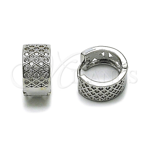 Rhodium Gold Filled Huggie Hoop, with White Cubic Zirconia, Polished, Rhodium Finish, 02.266.0075.1.15