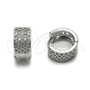 Rhodium Gold Filled Huggie Hoop, with White Cubic Zirconia, Polished, Rhodium Finish, 02.266.0075.1.15