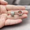 Rhodium Gold Filled Huggie Hoop, with White Cubic Zirconia, Polished, Rhodium Finish, 02.266.0055.1.15