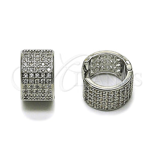 White Gold Filled Hoop Earrings — Huggie Hoop with White Cubic Zirconia Polished 02. — main product view — SKU 165555 | Oro Laminado Blanco aretes de aro — Huggie Hoop with blanco Cubic Zirconia pulido 02. — SKU 165555