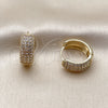 Oro Laminado Huggie Hoop, Gold Filled Style with White Cubic Zirconia, Polished, Golden Finish, 02.266.0089.20