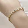Oro Laminado Tennis Bracelet, Gold Filled Style Puff Mariner Design, with White Cubic Zirconia, Polished, Golden Finish, 03.266.0075.07 (Thickness, 8 Inches Length)