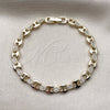 Oro Laminado Tennis Bracelet, Gold Filled Style Puff Mariner Design, with White Cubic Zirconia, Polished, Golden Finish, 03.266.0075.07 (Thickness, 8 Inches Length)