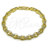 Oro Laminado Tennis Bracelet, Gold Filled Style Puff Mariner Design, with White Cubic Zirconia, Polished, Golden Finish, 03.266.0075.07 (Thickness, 8 Inches Length)