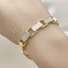 Oro Laminado Tennis Bracelet, Gold Filled Style Greek Key Design, with White Cubic Zirconia, Polished, Golden Finish, 03.266.0076.07 (Thickness, 8 Inches Length)