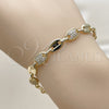 Oro Laminado Tennis Bracelet, Gold Filled Style Puff Mariner Design, with White Cubic Zirconia, Polished, Golden Finish, 03.266.0077.07 (Thickness, 8 Inches Length)