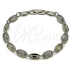 Rhodium Gold Filled Tennis Bracelet, Puff Mariner Design, with White Cubic Zirconia, Polished, Rhodium Finish, 03.266.0077.1.07 (Thickness, 8 Inches Length)