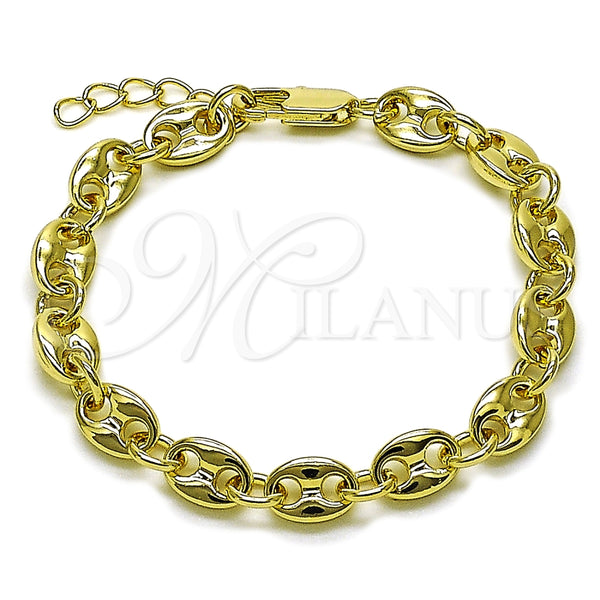 Gold Filled Bracelet — Fancy Bracelet Puff Mariner Design Polished 04. 07 — main product view — SKU 165567 | Oro Laminado brazalete — elegante Bracelet Puff Mariner diseño pulido 04. 07 — SKU 165567