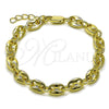 Oro Laminado Fancy Bracelet, Gold Filled Style Puff Mariner Design, Polished, Golden Finish, 04.213.0375.07 (07 MM Thickness, 7 Inches Length)