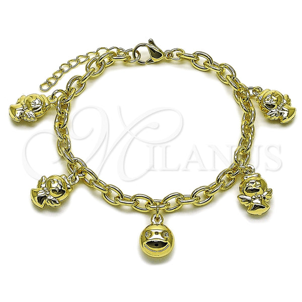 Gold Filled Bracelet — Charm Bracelet Angel and Smile Design Polished 03. — main product view — SKU 165568 | Oro Laminado brazalete — Charm Bracelet Angel and Smile diseño pulido 03. — SKU 165568