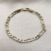 Oro Laminado Basic Bracelet, Gold Filled Style Figaro Design, Diamond Cutting Finish, Golden Finish, 04.213.0376.07 (Thickness, 8 Inches Length)