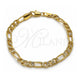 Oro Laminado Basic Bracelet, Gold Filled Style Figaro Design, Diamond Cutting Finish, Golden Finish, 04.213.0376.07 (Thickness, 8 Inches Length)