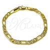 Oro Laminado Basic Bracelet, Gold Filled Style Figaro Design, Diamond Cutting Finish, Golden Finish, 04.213.0376.07 (Thickness, 8 Inches Length)
