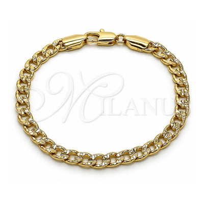 Oro Laminado Basic Bracelet, Gold Filled Style Concave Cuban Design, Polished, Golden Finish, 04.213.0378.08 (Thickness, 8 Inches Length)