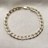 Oro Laminado Basic Bracelet, Gold Filled Style Curb Design, Polished, Golden Finish, 04.213.0380.08 (Thickness, 8 Inches Length)
