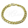 Oro Laminado Basic Bracelet, Gold Filled Style Curb Design, Polished, Golden Finish, 04.213.0380.08 (Thickness, 8 Inches Length)
