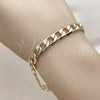 Oro Laminado Basic Bracelet, Gold Filled Style Pave Cuban Design, Polished, Golden Finish, 04.213.0381.08 (08 MM Thickness, 8 Inches Length)