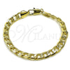 Oro Laminado Basic Bracelet, Gold Filled Style Pave Cuban Design, Polished, Golden Finish, 04.213.0381.08 (08 MM Thickness, 8 Inches Length)