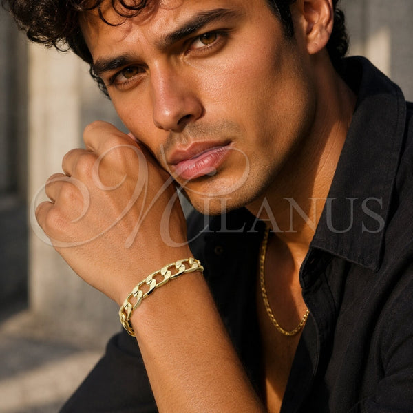 Gold Filled Bracelet — Basic Bracelet Pave Cuban Design Polished 04. 09 — alternate product view — SKU 165577 | Oro Laminado brazalete — básico Bracelet Pave Cuban diseño pulido 04. 09 — SKU 165577