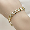 Oro Laminado Basic Bracelet, Gold Filled Style Pave Cuban Design, Polished, Golden Finish, 04.213.0382.08 (09 MM Thickness, 8 Inches Length)