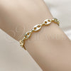 Oro Laminado Fancy Bracelet, Gold Filled Style Puff Mariner Design, Polished, Golden Finish, 04.213.0383.07 (07 MM Thickness, 7 Inches Length)