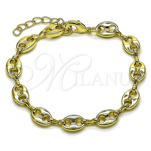 Gold Filled Bracelet — Fancy Bracelet Puff Mariner Design Polished 04. 07 — main product view — SKU 165578 | Oro Laminado brazalete — elegante Bracelet Puff Mariner diseño pulido 04. 07 — SKU 165578