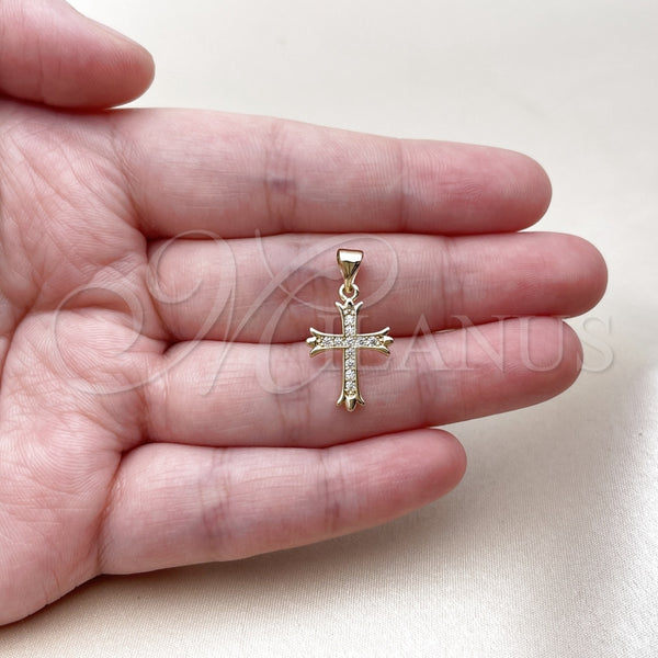 Gold Filled Pendant — Religious Pendant Cross Design with White Micro Pave — alternate product view — SKU 165580 | Oro Laminado dije — Religious Pendant cruz diseño with blanco Micro Pave — SKU 165580