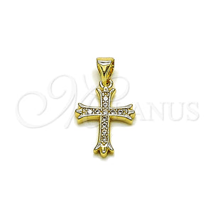 Gold Filled Pendant — Religious Pendant Cross Design with White Micro Pave — main product view — SKU 165580 | Oro Laminado dije — Religious Pendant cruz diseño with blanco Micro Pave — SKU 165580